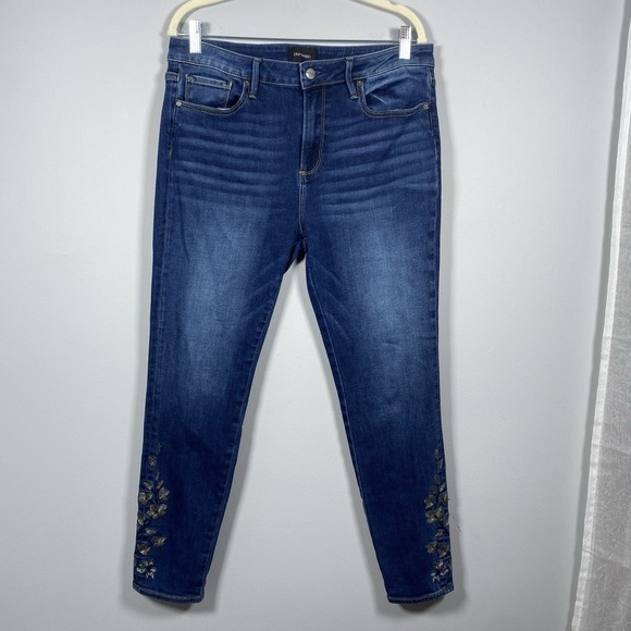 Driftwood Jackie High Rise Jeans Women's Sz 31 X 28 Blue Embroidered Flowers - Picture 1 of 8